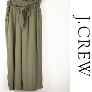 J. Crew Point Sur Green Paperbag Waist Wide Leg Crop Ankle Pants Relaxed 2 XS